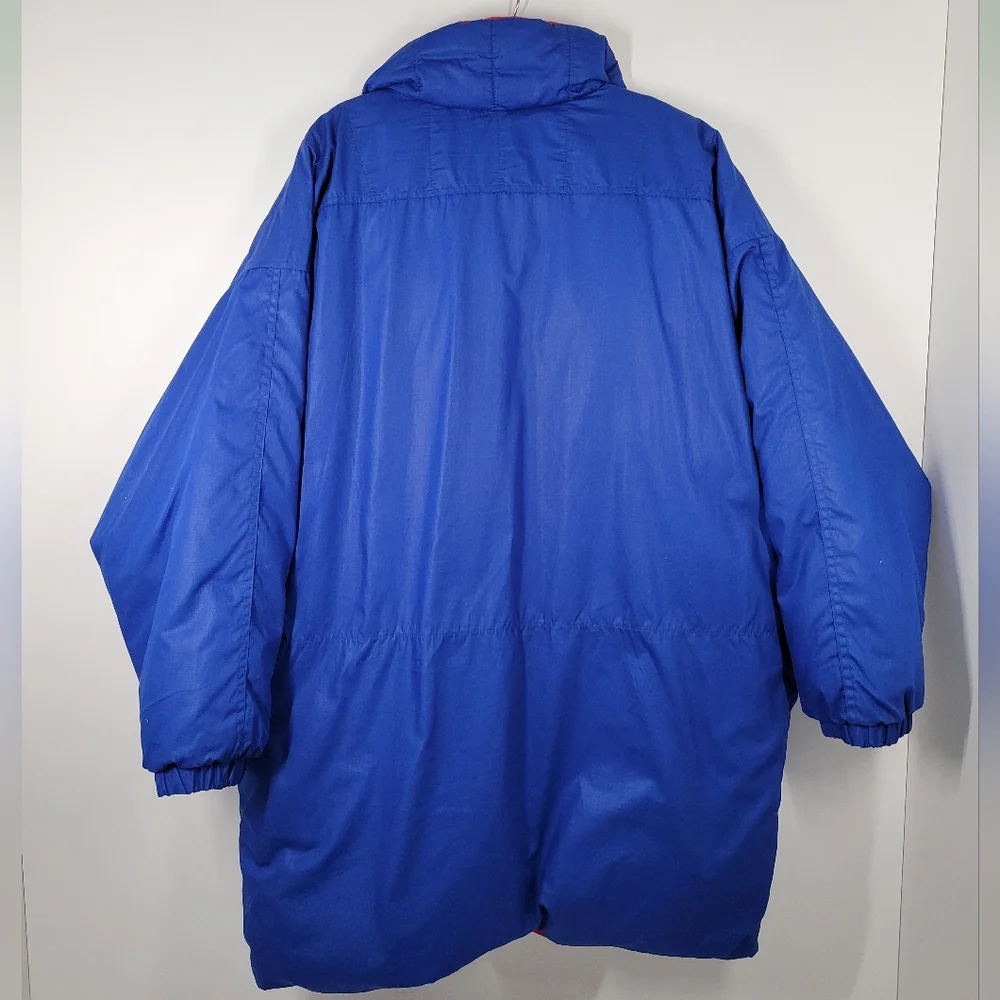 Vintage The Waters Edge Blue Pink Duck Down Parka Puffer Coat Jacket Women Sz L - Picture 2 of 5